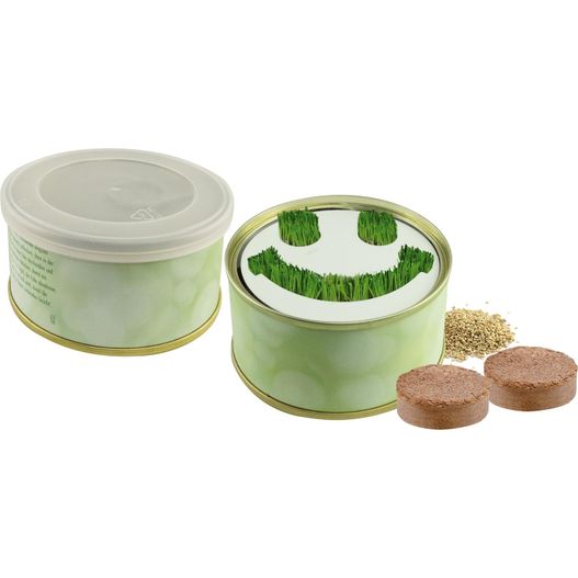 eine dose mit gras darin Minigarten Smile (Bild 1)