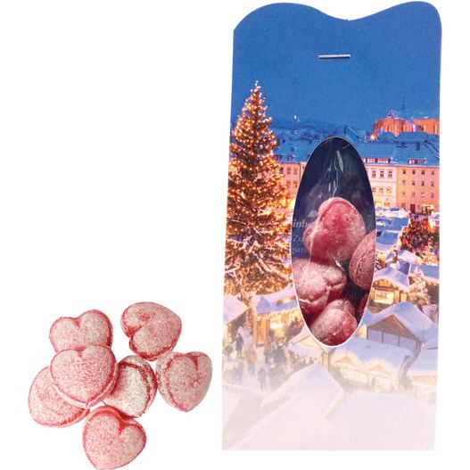 eine tasche mit einem löffel und einigen süßigkeiten Glühweinherzchen (Bild 1)