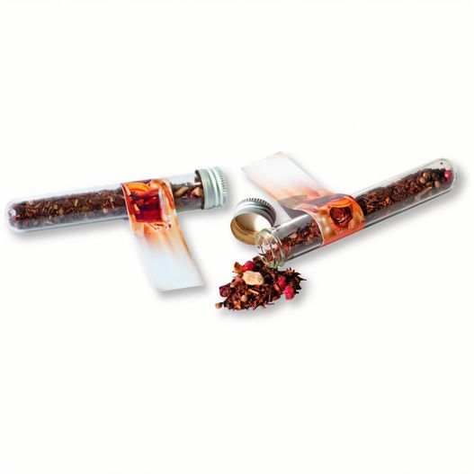 eine flasche tee neben einem löffel und einer zigarette Reagenzglas Tee (Bild 1)