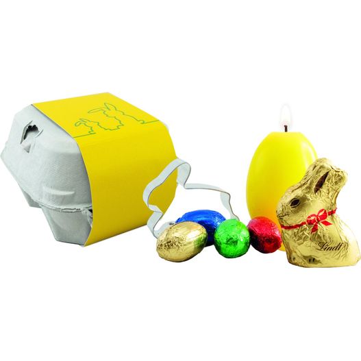 eine schachtel mit schokoladeneiern und einem schokoladenhase Osterfreuden (Bild 1)