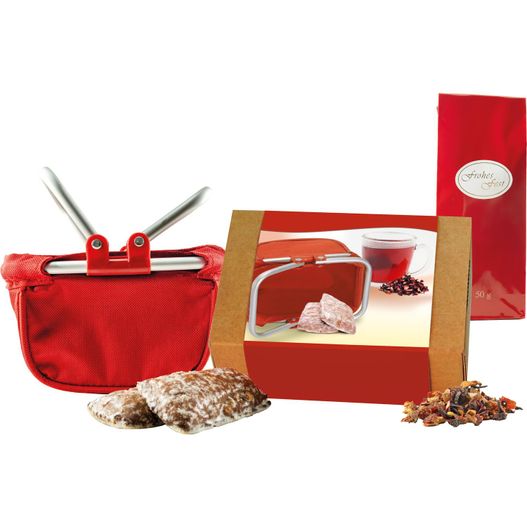 eine rote box mit einem roten griff und einer roten tasche mit einem roten griff und einem roten griff und einer roten tasche mit einem roten griff und einer weißen box mit einem roten griff und einem roten griff und einer roten tasche mit einem roten griff und einem roten und einem roten beutel Utensilo Weihnachtliche Teezeit (Bild 1)