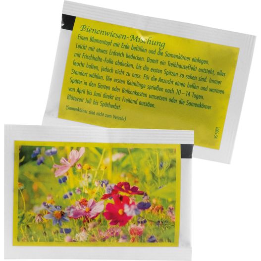 ein blumenpaket mit einem etikett darauf Samentütchen Biene 80 x 55 mm (Bild 1)