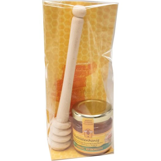 ein paket von honig und einem holzstab Honig-Präsent (Bild 1)