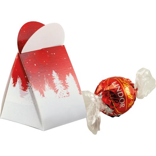 eine süßigkeitenbox mit einem weihnachts süßigkeiten in einem roten und weißen papier verpackt Schoko Überraschung (Bild 1)