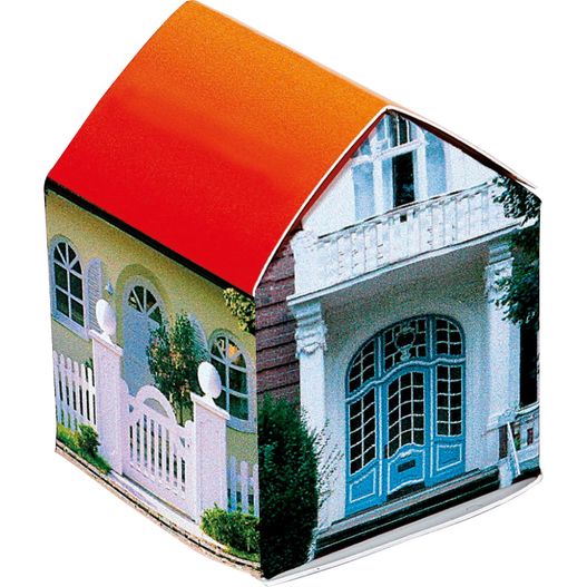 ein kleines haus mit einem roten dach und einem weißen zaun Häuschen (Bild 1)