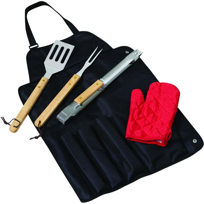 Grill-Schürze mit Grillbesteck