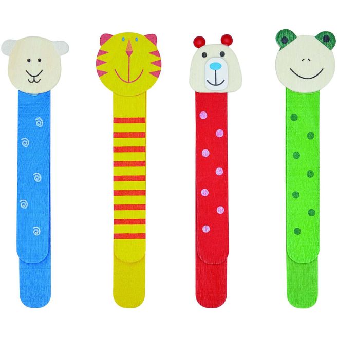 Holz-Lesezeichen FUNNY ANIMALS, 4-fach sortiert, Preis pro Stück