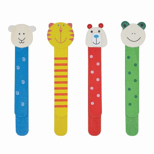 Holz-Lesezeichen FUNNY ANIMALS, 4-fach sortiert, Preis pro Stück (Bild 1)