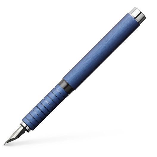 ein blauer stift mit schwarzer spitze Essentio Aluminium Füllfederhalter (Bild 1)