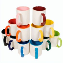 Keramiktasse Sublimation, innen und Henkel farbig