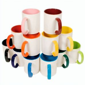 Keramiktasse Sublimation, innen und Henkel farbig
