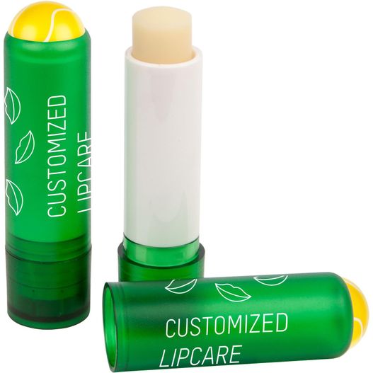 ein lippenballen mit einem grünen rohr und einem weißen rohr Lipcare 3D Tennis Planty - Lippenpflegestift für Sportler (Bild 1)