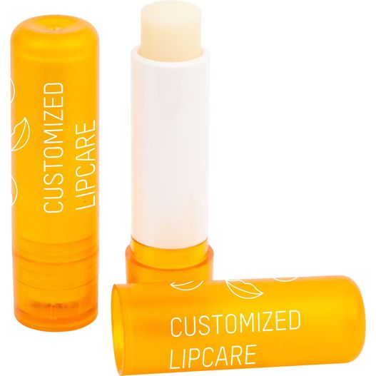 einen lippenballen mit einem weißen rohr und einem orangen lippenballen Lipcare Original LSF 20 - Lippenpflegestift in starken Farben (Bild 1)
