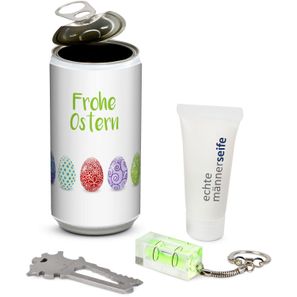 Geschenkset / Präsenteset: Männer-Geheimnis Ostern - Etikett Frohe Ostern - EierReihe