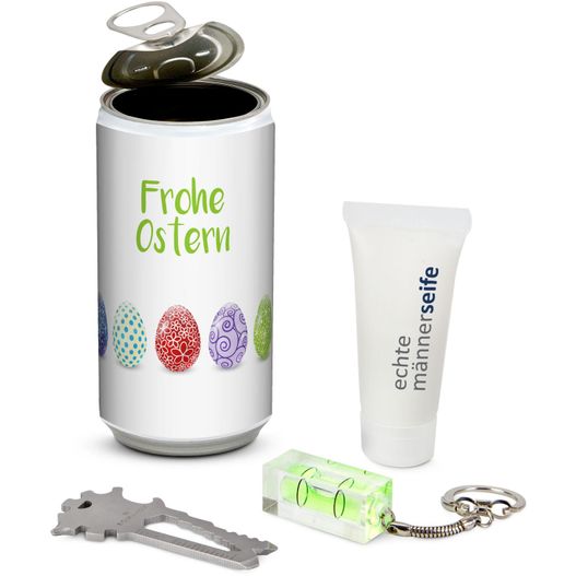 Geschenkset / Präsenteset: Männer-Geheimnis Ostern - Etikett Frohe Ostern - EierReihe (Bild 1)