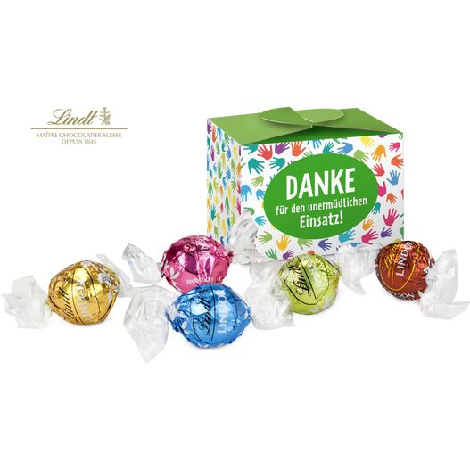 Produktabbildung Geschenkartikel: Lindt süßes Danke, Pralinenschachtel mit bunten Händen, 5 Lindorkugeln Geschenkartikel: Lindt süßes Danke, Pralinenschachtel mit bunten Händen, 5 Lindorkugeln (Bild 1)