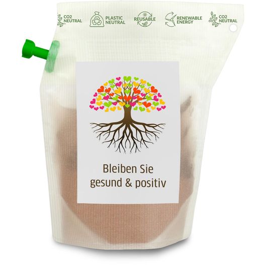eine tasche des bodens und positiv mit einem baum darauf Geschenkartikel: Tee-Brühbeutel, Bleiben Sie Gesund & positiv, Tasty Berry (Bild 1)