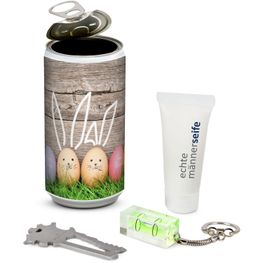 Geschenkset / Präsenteset: Männer-Geheimnis Ostern - Etikett Frohe Ostern - EierHasen