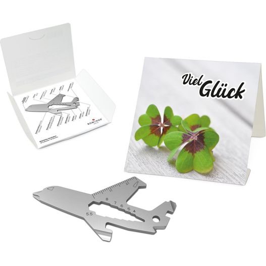 eine karte mit einem flugzeug und einer blume ROMINOX® Key Tool Airplane (18 Funktionen) Viel Glück (Bild 1)