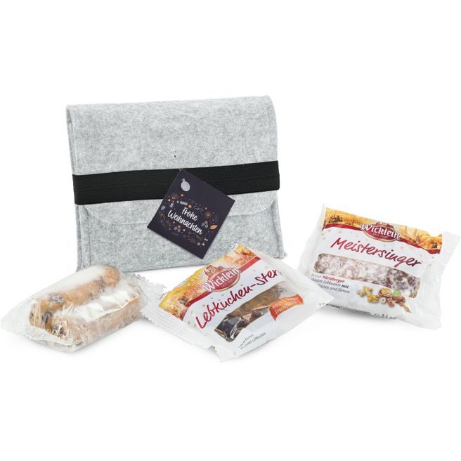 Produktabbildung Geschenkset / Präsenteset: Filztasche mit Gebäck Geschenkset / Präsenteset: Filztasche mit Gebäck