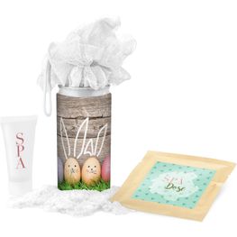 Geschenkset / Präsenteset: SPA Dose Ostern - Etikett Frohe Ostern - EierHasen