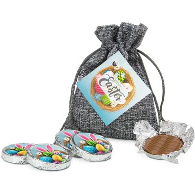 Geschenkset / Präsenteset: Oster-Schokotaler im Säckchen