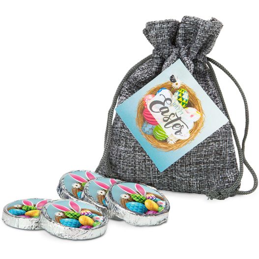 Geschenkset / Präsenteset: Oster-Schokotaler im Säckchen (Bild 1)