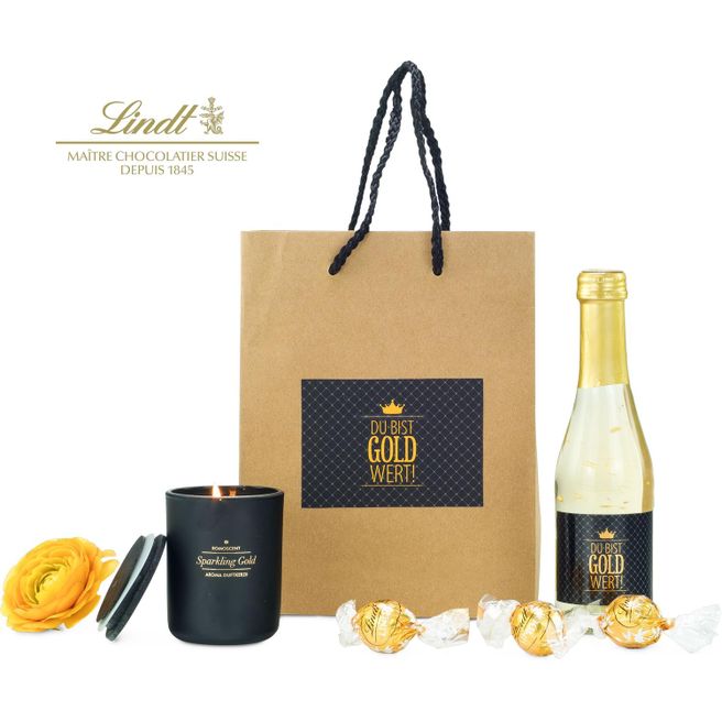 Geschenkset / Präsenteset: Du bist Gold wert Tüte