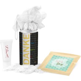 Geschenkset / Präsenteset: SPA Dose - Etikett Danke