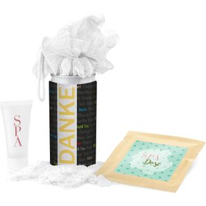 Geschenkset / Präsenteset: SPA Dose - Etikett Danke