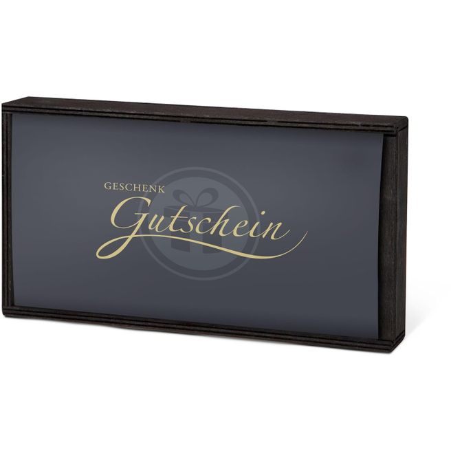 Geschenkgutschein Gold in Holzkiste, 35 € für Präsent-, Lifestyle- und Wellnessartikel