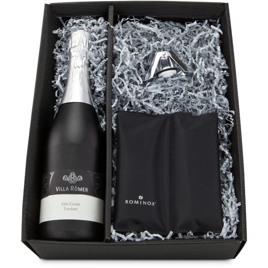 eine flasche champagner und eine schwarze tasche Geschenkset / Präsenteset: Sekt-Kühlung (Bild 1)