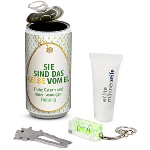 Geschenkset / Präsenteset: Männer-Geheimnis Ostern - Etikett Sie sind das Gelbe vom Ei