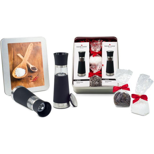 Produktabbildung Geschenkset / Präsenteset: Salz- & Pfeffermühlen Set - in Silberdose Geschenkset / Präsenteset: Salz- & Pfeffermühlen Set - in Silberdose