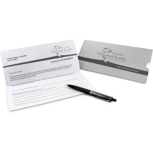 Geschenkartikel / Präsentartikel: Lachs-Gutschein: Genießer (Bild 1)