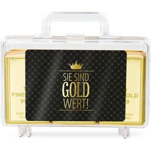 Geschenkartikel: Sie sind Gold wert - Goldkoffer mit 12 Schokoladen Goldbarren (120 g)