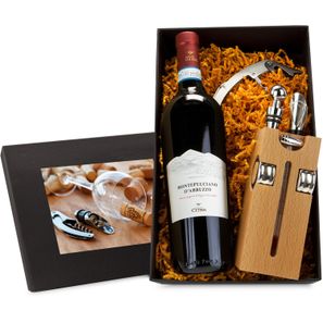 Geschenkset / Präsenteset: Buche-Block mit Wein