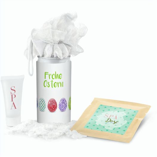 Geschenkset / Präsenteset: SPA Dose Ostern - Etikett Frohe Ostern - EierReihe (Bild 1)