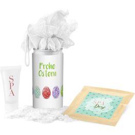Geschenkset / Präsenteset: SPA Dose Ostern - Etikett Frohe Ostern - EierReihe