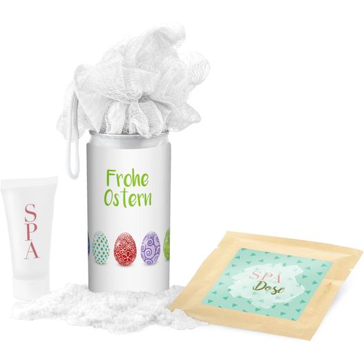 Produktabbildung Geschenkset / Präsenteset: SPA Dose Ostern - Etikett Frohe Ostern - EierReihe Geschenkset / Präsenteset: SPA Dose Ostern - Etikett Frohe Ostern - EierReihe (Bild 1)