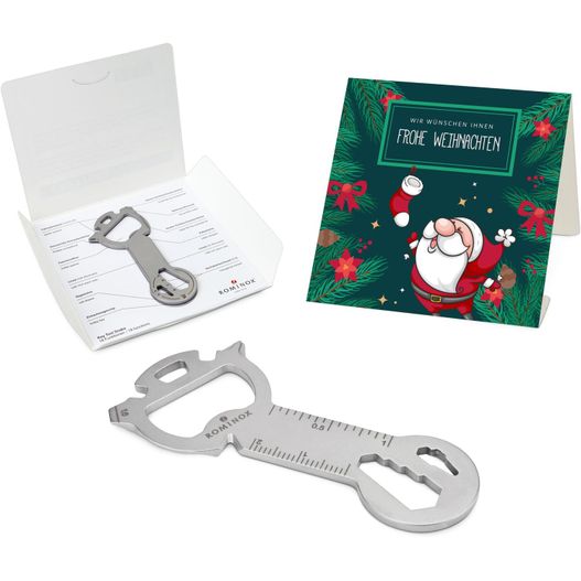 einen flaschenöffner mit einer weihnachtskarte und einer karte ROMINOX® Key Tool Snake (18 Funktionen) Frohe Weihnachten (Bild 1)
