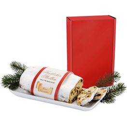 Geschenkset / Präsenteset: Christstollen im roten Geschenkkarton