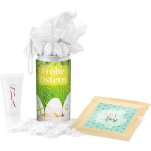 Geschenkset / Präsenteset: SPA Dose Ostern - Etikett Frohe Ostern - EierWiese