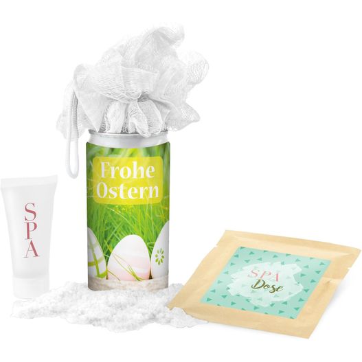 Geschenkset / Präsenteset: SPA Dose Ostern - Etikett Frohe Ostern - EierWiese (Bild 1)
