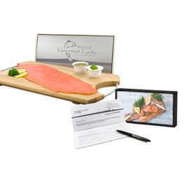 Geschenkartikel / Präsentartikel: Lachs-Gutschein in Holzbox: Gourmet