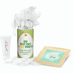 Geschenkset / Präsenteset: SPA Dose Ostern - Etikett Du bist das Gelbe vom Ei