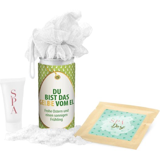 Produktabbildung Geschenkset / Präsenteset: SPA Dose Ostern - Etikett Du bist das Gelbe vom Ei Geschenkset / Präsenteset: SPA Dose Ostern - Etikett Du bist das Gelbe vom Ei (Bild 1)