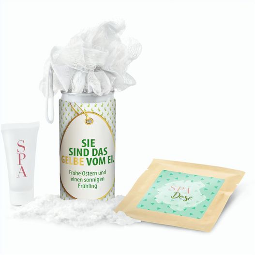 Geschenkset / Präsenteset: SPA Dose Ostern - Etikett Sie sind das Gelbe vom Ei (Bild 1)