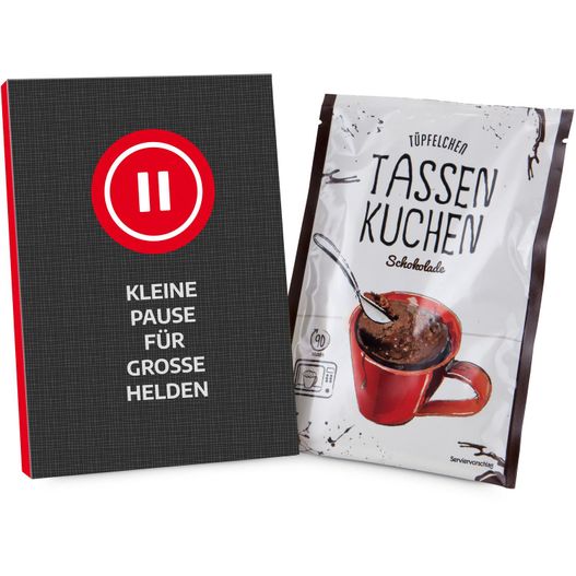 ein paket von tasset küchenkaffee in einer roten tasse Geschenkartikel: Tassenkuchen 70 g, kleine Pause im Home-Office (Bild 1)