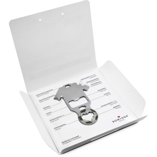 eine weiße box mit einem paar handschellen darin ROMINOX® Key Tool Football (18 Funktionen) Danke (Bild 1)